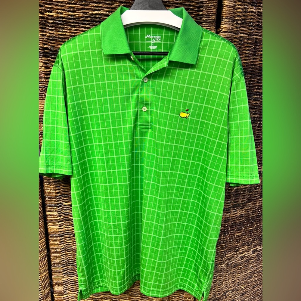 Masters‎ Tech - Green Checkered Polo, Large